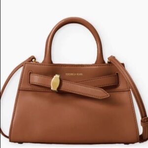 Veronica Beard Mini Dash Brown Leather Top-Handle Bag